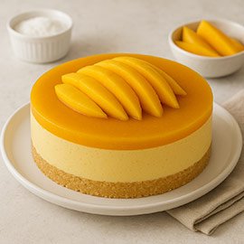 Mango Mousse Cake with Biscuit Base